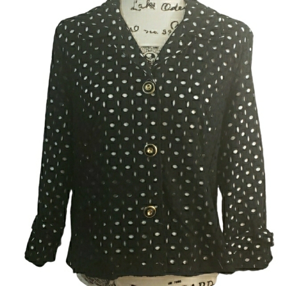 Charter Club Black and White eyelet Blazer LP